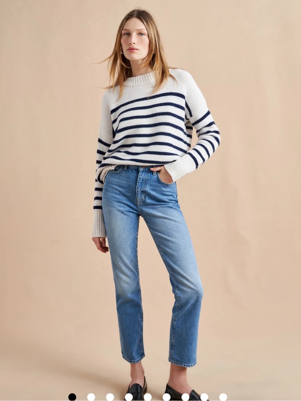 La Ligne Marin Sweater Cashmere Wool Blend Quietluxury Navy Striped And Cream